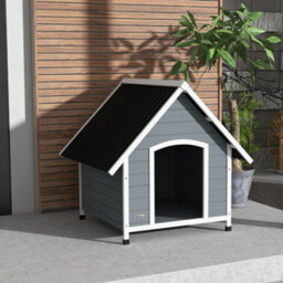 Pawhut Dog Kennel Outdoor Dog House W/ Removable Floor, For Large Dogs, Grey - thumbnail 8