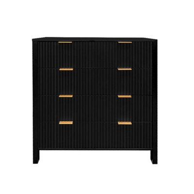 Modern Black 4 Drawer Fluted Dresser Storage Cabinet Entryway - image 1