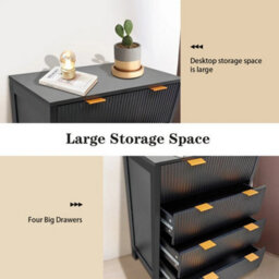 Modern Black 4 Drawer Fluted Dresser Storage Cabinet Entryway - thumbnail 3