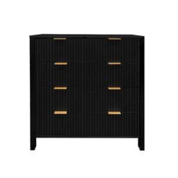 Modern Black 4 Drawer Fluted Dresser Storage Cabinet Entryway - thumbnail 1