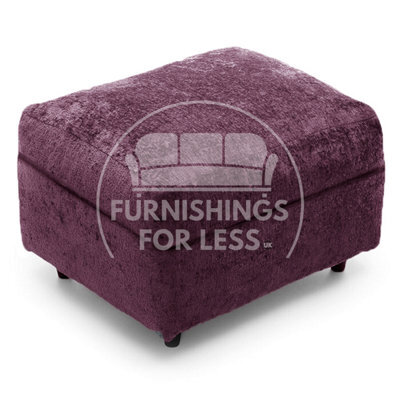 Furnishings For Less UK Monaco Soft Chenille Fabric Purple Footstool Sofa Accessory