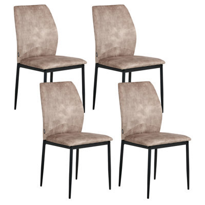 Beliani Set Of 4 Dining Chairs Rocheport Fabric Taupe - image 1