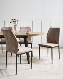 Beliani Set Of 4 Dining Chairs Rocheport Fabric Taupe - thumbnail 2
