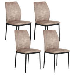 Beliani Set Of 4 Dining Chairs Rocheport Fabric Taupe