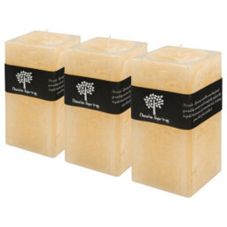 Nicola Spring Square Vanilla Pillar Candles - 90 Hours - Cream - Pack Of 3  -  Vanilla Candle Home Fragrance Aromatherapy