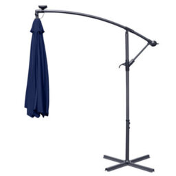Sundaze 3M Blue Led Garden Banana Parasol Cantilever Umbrella Patio Hanging, Base & Weather Protective Cover - thumbnail 5