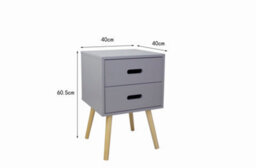 EHC Woodluv Set Of 2 Mdf Bedside Side Table Storage Unit With 2 Drawers, Grey, 40 X 40 X 61.5 Cm - thumbnail 7