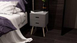 EHC Woodluv Set Of 2 Mdf Bedside Side Table Storage Unit With 2 Drawers, Grey, 40 X 40 X 61.5 Cm - thumbnail 5