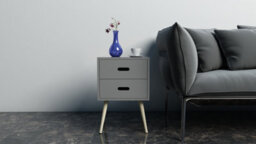 EHC Woodluv Set Of 2 Mdf Bedside Side Table Storage Unit With 2 Drawers, Grey, 40 X 40 X 61.5 Cm - thumbnail 3