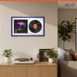 "30X17"" Purple Classic Vinyl Record Frame With White Mount For 12 Inch Lp Album Cover & Disc - Ak Frames" - thumbnail 5