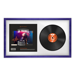 "30X17"" Purple Classic Vinyl Record Frame With White Mount For 12 Inch Lp Album Cover & Disc - Ak Frames" - thumbnail 1