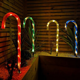 Samuel Alexander Set Of 4 Battery Operated Light Up Multi-Coloured Candy Cane Christmas Path Lights - thumbnail 2