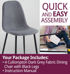 Hallowood Furniture Cullompton Dark Grey Fabric Dining Chair With Black Legs X 4 - thumbnail 7