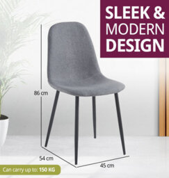 Hallowood Furniture Cullompton Dark Grey Fabric Dining Chair With Black Legs X 4 - thumbnail 4