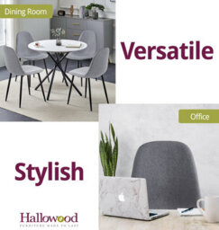 Hallowood Furniture Cullompton Dark Grey Fabric Dining Chair With Black Legs X 4 - thumbnail 6