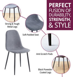 Hallowood Furniture Cullompton Dark Grey Fabric Dining Chair With Black Legs X 4 - thumbnail 3