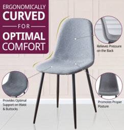 Hallowood Furniture Cullompton Dark Grey Fabric Dining Chair With Black Legs X 4 - thumbnail 5