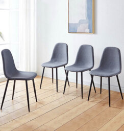 Hallowood Furniture Cullompton Dark Grey Fabric Dining Chair With Black Legs X 4 - thumbnail 2