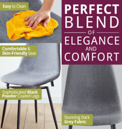 Hallowood Furniture Cullompton Dark Grey Fabric Dining Chair With Black Legs X 4 - thumbnail 1