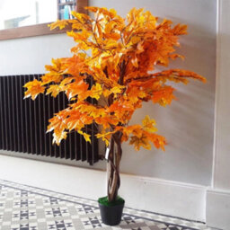125Cm Artificial Orange Maple Acer Tree House Plant Real Wood Stem - thumbnail 1