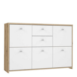 Wyld Haus Willowmere White And Artisan Oak Chest Storage Cabinet, 2 Drawers 5 Doors - thumbnail 2
