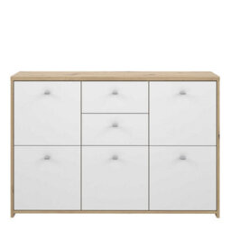 Wyld Haus Willowmere White And Artisan Oak Chest Storage Cabinet, 2 Drawers 5 Doors - thumbnail 3