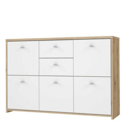 Wyld Haus Willowmere White And Artisan Oak Chest Storage Cabinet, 2 Drawers 5 Doors - thumbnail 4