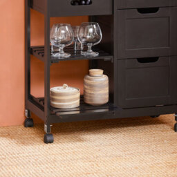 Sobuy Fkw79-Sch, Kitchen Rolling Trolley Cart Kitchen Island With 3 Drawers And Removable Tray, Kitchen Storage Unit, Black - thumbnail 5