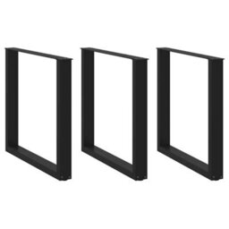 Berkfield Dining Table Legs U-Shaped 3 Pcs Black 80X(72-73) Cm Steel - thumbnail 1