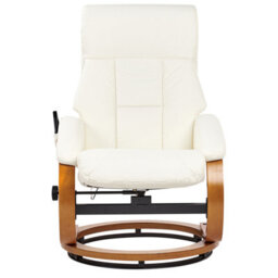 Beliani Massage Chair Force With Footstool Faux Leather White - thumbnail 4