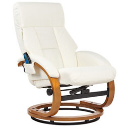 Beliani Massage Chair Force With Footstool Faux Leather White - thumbnail 6