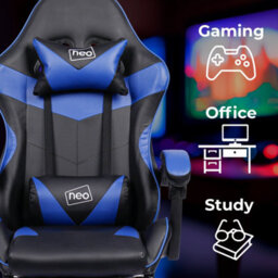 Neo Blue Massage Leather Recliner Computer Gaming Office Chair With Footrest - thumbnail 5