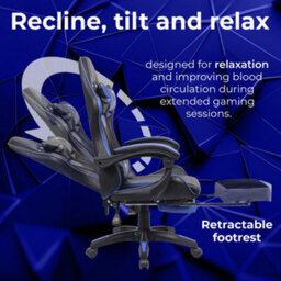 Neo Blue Massage Leather Recliner Computer Gaming Office Chair With Footrest - thumbnail 3