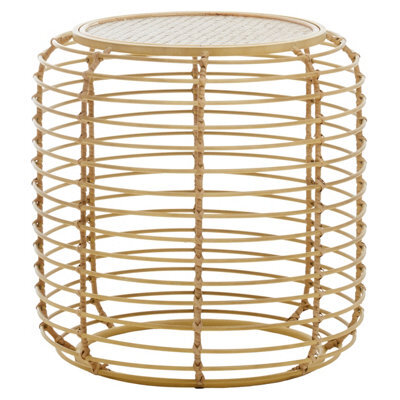 Orsina Rattan Round Side Table, Modern Meets Rustic Charm Side Table For Drawing Room, Living Room Rattan Table - image 1