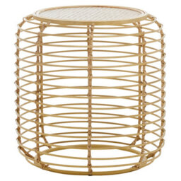 Orsina Rattan Round Side Table, Modern Meets Rustic Charm Side Table For Drawing Room, Living Room Rattan Table