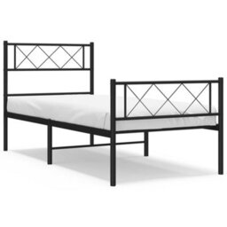 Berkfield Metal Bed Frame With Headboard And Footboard Black 75X190 Cm 2Ft6 Small Single - thumbnail 2