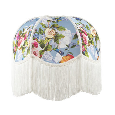 Happy Homewares Victorian Empire Lamp Shade In Sky Blue With Colourful Floral Decor - image 1