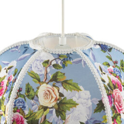 Happy Homewares Victorian Empire Lamp Shade In Sky Blue With Colourful Floral Decor - thumbnail 3