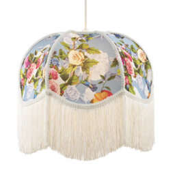 Happy Homewares Victorian Empire Lamp Shade In Sky Blue With Colourful Floral Decor - thumbnail 2
