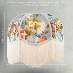 Happy Homewares Victorian Empire Lamp Shade In Sky Blue With Colourful Floral Decor - thumbnail 7
