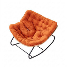 Living And Home Modern Rocking Chair With Orange Cushion, 60Cm (W) X 93Cm (D) X 76Cm (H) - thumbnail 1