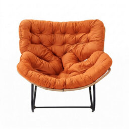 Living And Home Modern Rocking Chair With Orange Cushion, 60Cm (W) X 93Cm (D) X 76Cm (H) - thumbnail 2
