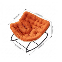 Living And Home Modern Rocking Chair With Orange Cushion, 60Cm (W) X 93Cm (D) X 76Cm (H) - thumbnail 5
