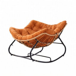 Living And Home Modern Rocking Chair With Orange Cushion, 60Cm (W) X 93Cm (D) X 76Cm (H) - thumbnail 3
