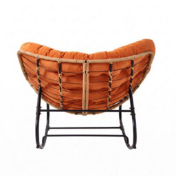 Living And Home Modern Rocking Chair With Orange Cushion, 60Cm (W) X 93Cm (D) X 76Cm (H) - thumbnail 4