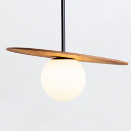 Luminosa Lighting Elstead Orbit Dome Pendant Ceiling Light Teak - thumbnail 4
