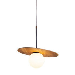 Luminosa Lighting Elstead Orbit Dome Pendant Ceiling Light Teak - thumbnail 1