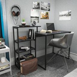 Decorotika Rino Computer Desk Study Desk Black Marble Effect And Black - thumbnail 2