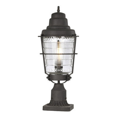 Luminosa Lighting Elstead Kichler Chance Harbor Outdoor 1 Light Pedestal Lantern Weathered Zinc Ip44 - image 1