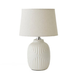 Valuelights Harrison Tapered Lamp Shade White Geometric Ribbed Pattern Gloss Small Table Lamp - thumbnail 8